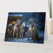 Rhodesian Ridgeback Snowy Sleigh Kerstdecoratie Kaart (Voorkant)