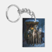 Rhodesian Ridgeback Snowy Sleigh Kerstdecoratie Sleutelhanger (Voorkant Links)