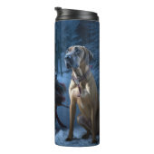 Rhodesian Ridgeback Snowy Sleigh Kerstdecoratie Thermosbeker (Geroteerd rechts)