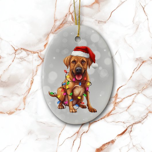 Rhodesian Ridgeback verpakt in kerstverlichting Keramisch Ornament