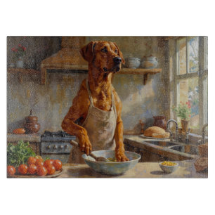 Rhodesische Ridgeback Kookt in Keuken Snijplank