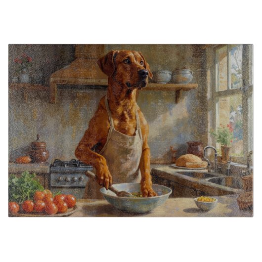 Rhodesische Ridgeback Kookt in Keuken Snijplank (Voorkant)