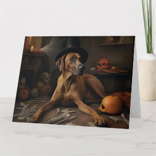Rhodesische Ridgeback Pompoenen Halloween Griezele Kaart