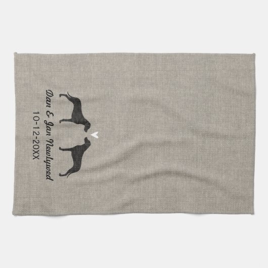 Rhodezische doorbelasting met hart en tekst theedoek (Horizontaal)