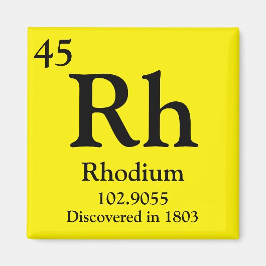 Rhodium Periodic Table Magneet (Voorkant)