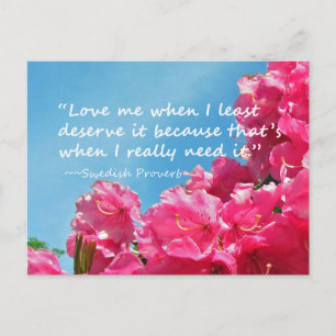 Rhododendron avec carte postale Proverbe Suédoise