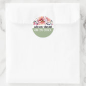 Rhododendron branch and bold typography wedding ronde sticker (Tas)