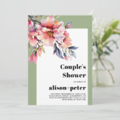 Rhododendron branches with flowers couple's shower kaart (Staand voorkant)