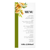 Rhododendron orange yellow fall wedding menu card (Devant)