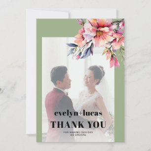 Rhododendron tak met bloemen foto bruiloft bedankkaart