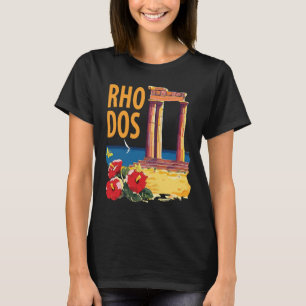Rhodos Griekenland Oude Tempel Geel Reizen T-shirt