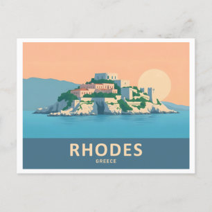 Rhodos Griekenland Pastelreizen - Middeleeuwse oud Briefkaart