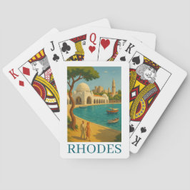 Rhodos Griekenland Retro Travel Art Pokerkaarten