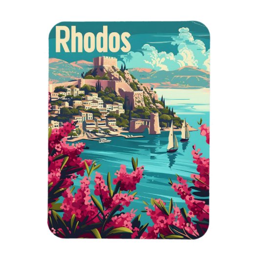 Rhodos Griekenland Vintage Magneet (Verticaal)