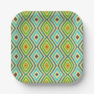 Rhombus Diamond Green Blue Geometrical  Papieren Bordje