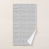 Rhombus gris, vert, rose sur un blanc (Serviette à main)