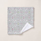 Rhombus gris, vert, rose sur un blanc (Gant de toilette)
