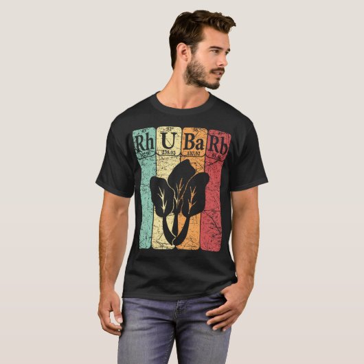 Rhubarb Periodic Table Elements Vegetable Retro Rh T-shirt (Voorkant volledig)
