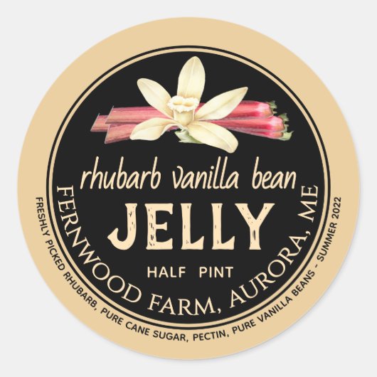 Rhubarb Vanilla Bean Jelly Classic Round Sticker (Voorkant)