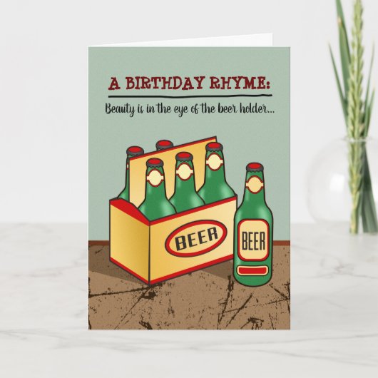 Rhyme amusant carte d'anniversaire (6 pack de bièr (Devant)