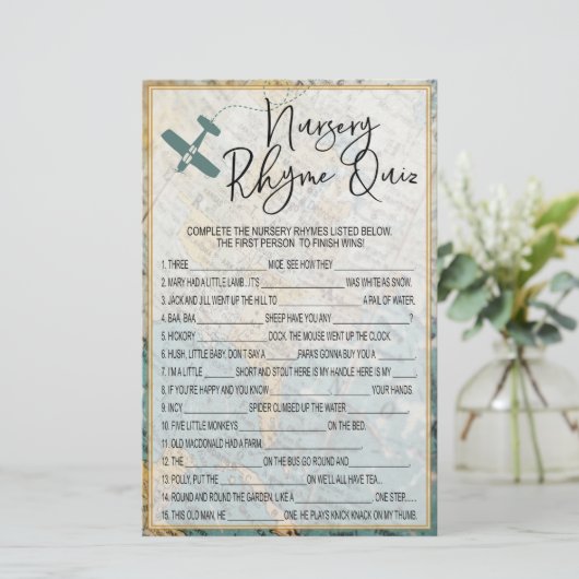 Rhyme Quiz Baby shower Game (Staand voorkant)