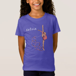 Rhythmic gmnast met T-shirt van lintmeisjes