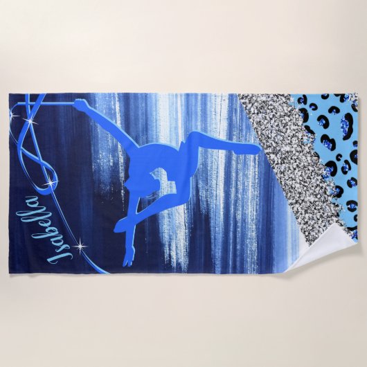 Rhythmic Gymnastics Blue Abstract met Silver Glam Strandlaken (Voorkant)