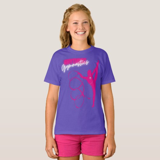 Rhythmic Gymnastics Hot Pink T-Shirt (Voorkant volledig)