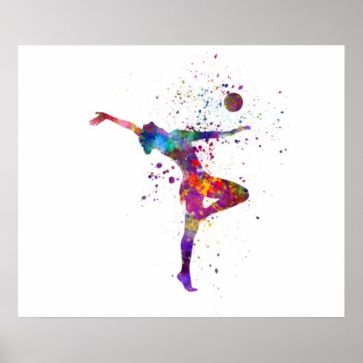 Rhythmic gymnastics in watercolor poster (Voorkant)