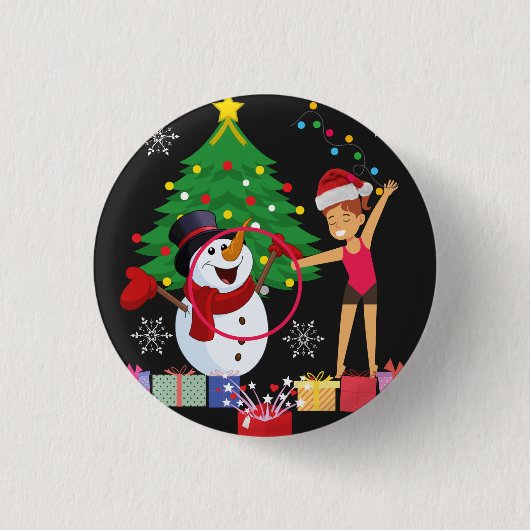 Rhythmic Gymnastics kerstfeestmaal Ronde Button 3,2 Cm (Voorkant)