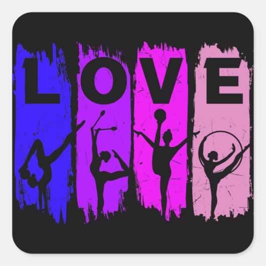 Rhythmic Gymnastics Love Vierkante Sticker (Voorkant)