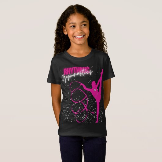 Rhythmic Gymnastics Ribbon and Stars T-Shirt (Voorkant volledig)