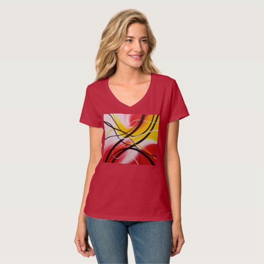 Rhythms in Red, Abstract art Tee T-shirt (Voorkant volledig)