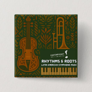 Rhythms & Roots-knop Vierkante Button 5,1 Cm