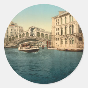 Rialto Bridge and Grand Canal, Venetië, Italië Ronde Sticker