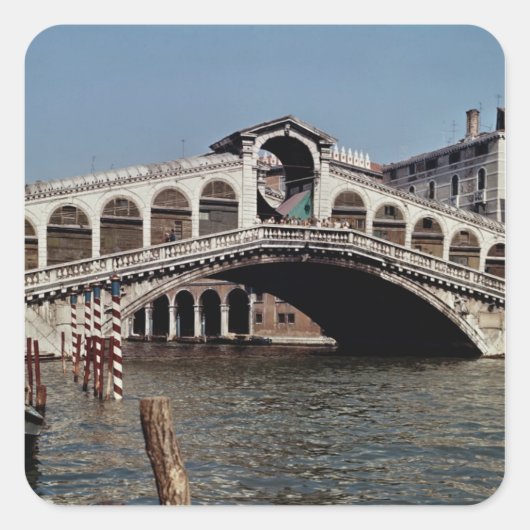 Rialto Bridge, gestart met 1588 Vierkante Sticker (Voorkant)