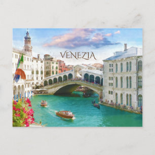 Rialto Bridge in Venice Venezia, Italy Postcard Briefkaart