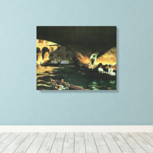 Rialtobrug, Grand Canal van John Singer Sargent Canvas Afdruk