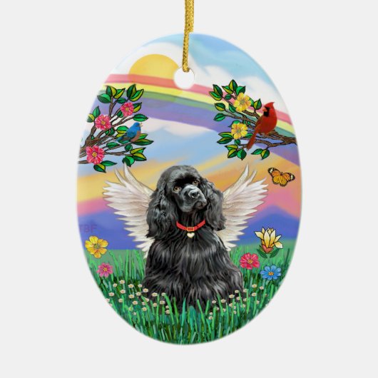 Rianbow Life - Zwarte Cocker Spaniel Keramisch Ornament (Voorkant)
