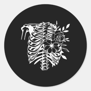 Rib Cage Flower Easy Halloween Kostuum 1 Ronde Sticker