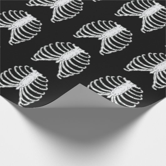 Rib Cage Skelet Botten Halloween Patroon Cadeaupapier (Hoek)