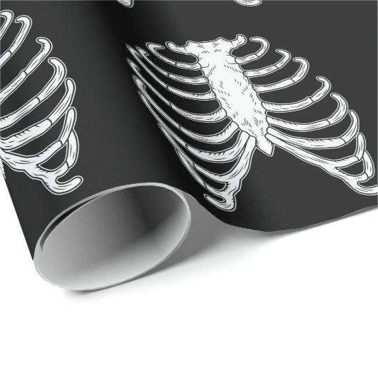 Rib Cage Skelet Botten Halloween Patroon Cadeaupapier (Rol Hoek)