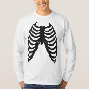 Rib Cage Zwart botten Halloween Kostuum T-shirt