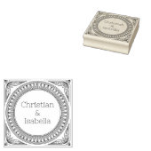 Ribbed Frame Couple Wooden Art Stamp Rubberstempel (Gestempeld)