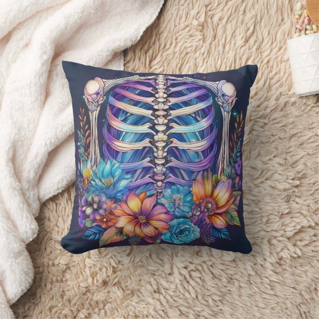 Ribbenkast en bloemen ontwerp kussen (Deken)