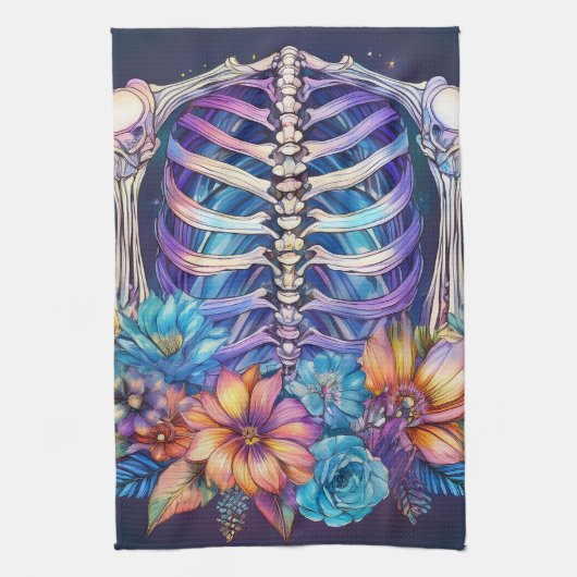 Ribbenkast en bloemen ontwerp theedoek (Verticaal)