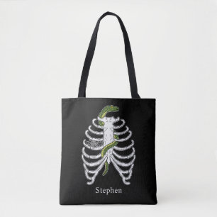 Ribbenkast Met Slang En Spinnenweb Halloween Zwart Draagtas