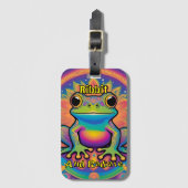 Ribbit en straal Boho Frog - Psychedelische Boho Bagagelabel (Voorkant (verticaal))