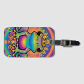 Ribbit en straal Boho Frog - Psychedelische Boho Bagagelabel (Voorkant (horizontaal))