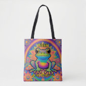 Ribbit en straal Boho Frog - Psychedelische Boho Draagtas (Voorkant)